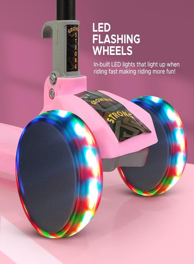 Drumstone (𝗦𝗽𝗲𝗰𝗶𝗮𝗹 𝟭𝟬 𝗬𝗲𝗮𝗿𝘀 𝗪𝗮𝗿𝗿𝗮𝗻𝘁𝘆) Foldable Kids Kick Scooter - 3 Adjustable Heights, Light-Up PVC Wheels, Rear Foot Brake, and Sturdy 3-Wheel Design for Toddlers and Kids - Image 3